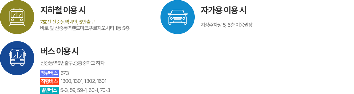 버스,자가용 이용시